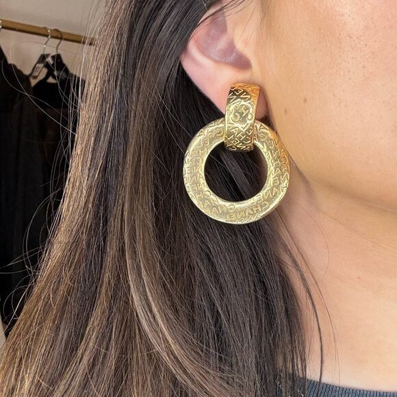 Chanel Logo Hoop Earrings - Picture 1 of 5
